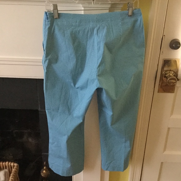 Vintage Gap Gingham Stretch Capri Cropped Pants Blue Y2K - Sz 4 - Picture 3 of 9